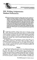 Cover page: ESL Writing Assignments: Student Preferences