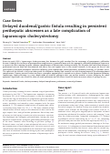 Cover page: Delayed duodenal/gastric fistula resulting in persistent perihepatic abscesses as a late complication of laparoscopic cholecystectomy.