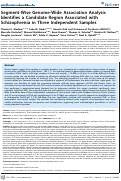 Cover page: Segment-Wise Genome-Wide Association Analysis Identifies a Candidate Region Associated with Schizophrenia in Three Independent Samples