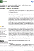 Cover page: Local Habitat Complexity and Its Effects on Herbivores and Predators in Urban Agroecosystems.