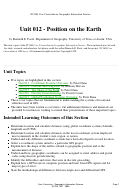 Cover page: Units 012-017 - Position on the Earth