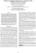 Cover page: Isolating second language learning factors in a computational study of bilingual construction acquisition