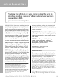 Cover page: Training the clinical eye and mind: using the arts to develop medical students' observational and pattern recognition skills.