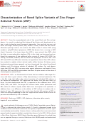 Cover page: Characterization of Novel Splice Variants of Zinc Finger Antiviral Protein (ZAP).