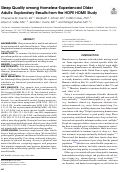 Cover page: Sleep Quality among Homeless-Experienced Older Adults: Exploratory Results from the HOPE HOME Study