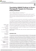 Cover page: Translating GWAS Findings to Novel Therapeutic Targets for Coronary Artery Disease