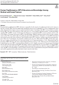 Cover page: Human Papillomavirus (HPV) Education and Knowledge Among Medical and Dental Trainees