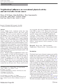 Cover page: Neighborhood influences on recreational physical activity and survival after breast cancer