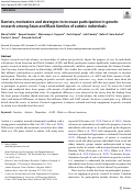 Cover page: Barriers, motivators and strategies to increase participation in genetic research among Asian and Black families of autistic individuals.