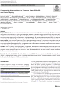 Cover page: Community Interventions to Promote Mental Health and Social Equity.