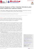 Cover page: Genome Sequences of Three Colombian Helicobacter pylori Strains Isolated from Tolimense Patients