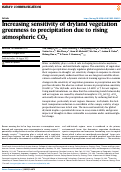 Cover page: Increasing sensitivity of dryland vegetation greenness to precipitation due to rising atmospheric CO2