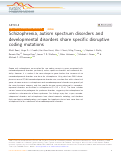 Cover page: Schizophrenia, autism spectrum disorders and developmental disorders share specific disruptive coding mutations