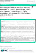 Cover page: Morphology of intervertebral disc ruptures evaluated by vacuum phenomenon using multi-detector computed tomography: association with lumbar disc degeneration and canal stenosis