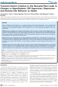 Cover page: Transient Gastric Irritation in the Neonatal Rats Leads to Changes in Hypothalamic CRF Expression, Depression- and Anxiety-Like Behavior as Adults