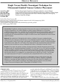 Cover page: Single Versus Double Tourniquet Technique for  Ultrasound-Guided Venous Catheter Placement