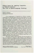 Cover page: Ethical Issues for Applying Linguistics to Clinical Contexts: The Case of Speech-Language Pathology