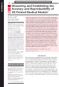 Cover page: Measuring and Establishing the Accuracy and Reproducibility of 3D Printed Medical Models.