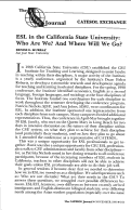 Cover page: ESL in the California State University: Who Are We? And Where Will We Go?