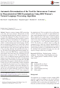 Cover page: Automatic Determination of the Need for Intravenous Contrast in Musculoskeletal MRI Examinations Using IBM Watson’s Natural Language Processing Algorithm