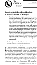 Cover page: Resisting the Coloniality of English: A Research Review of Strategies