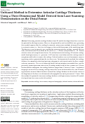 Cover page: Unbiased Method to Determine Articular Cartilage Thickness Using a Three-Dimensional Model Derived from Laser Scanning: Demonstration on the Distal Femur.