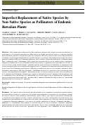 Cover page: Imperfect Replacement of Native Species by Non‐Native Species as Pollinators of Endemic Hawaiian Plants