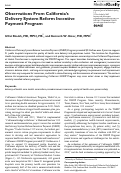 Cover page: Observations From California’s Delivery System Reform Incentive Payment Program
