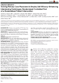 Cover page: Training Primary Care Physicians to Employ Self-Efficacy-Enhancing Interviewing Techniques: Randomized Controlled Trial of a Standardized Patient Intervention