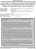 Cover page: Characteristics of United States Emergency Departments that Routinely Perform Alcohol Risk Screening and Counseling for Patients Presenting with Drinking–related Complaints