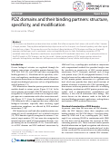 Cover page: PDZ domains and their binding partners: structure, specificity, and modification