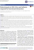 Cover page: Determinants in HIV-2 Env and tetherin required for functional interaction.