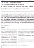 Cover page: Life in hot carbon monoxide: The complete genome sequence of carboxydothermus hydrogenoformans Z-2901