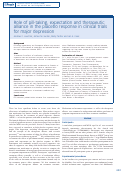 Cover page: Role of pill-taking, expectation and therapeutic alliance in the placebo response in clinical trials for major depression