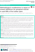 Cover page: Methodological considerations in region of interest definitions for paraspinal muscles in axial MRIs of the lumbar spine.