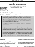 Cover page: Sexual Assault Training in Emergency Medicine Residencies: A Survey of Program Directors