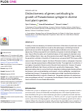 Cover page: Distinctiveness of genes contributing to growth of Pseudomonas syringae in diverse host plant species