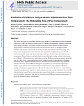 Cover page: Prediction of Children’s Early Academic Adjustment From Their Temperament: The Moderating Role of Peer Temperament