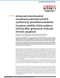 Cover page: Enhanced mitochondrial membrane potential and ATP synthesis by photobiomodulation increases viability of the auditory cell line after gentamicin-induced intrinsic apoptosis