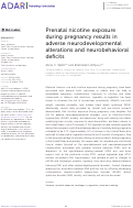 Cover page: Prenatal nicotine exposure during pregnancy results in adverse neurodevelopmental alterations and neurobehavioral deficits.