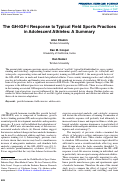 Cover page: The GH-IGF-I response to typical field sports practices in adolescent athletes: a summary.