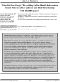 Cover page: What Did You Google? Describing Online Health Information Search Patterns of ED patients and Their Relationship with Final Diagnoses