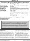 Cover page: Assessment of Physician Well-being, Part One: Burnout and Other Negative States