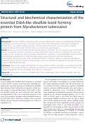 Cover page: Structural and biochemical characterization of the essential DsbA-like disulfide bond forming protein from Mycobacterium tuberculosis