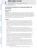 Cover page: Evolving Roles for Health Care in Supporting Healthy Child Development.