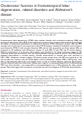 Cover page: Oculomotor function in frontotemporal lobar degeneration, related disorders and Alzheimer's disease