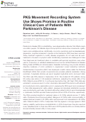 Cover page: PKG Movement Recording System Use Shows Promise in Routine Clinical Care of Patients With Parkinsons Disease.