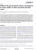 Cover page: Editing of the gut microbiota reduces carcinogenesis in mouse models of colitis-associated colorectal cancer