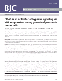 Cover page: PIAS4 is an activator of hypoxia signalling via VHL suppression during growth of pancreatic cancer cells