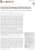 Cover page: A Stable Dried Tube Specimen for Quality Assurance and Training Programs for HIV Rapid Test for Recent Infection